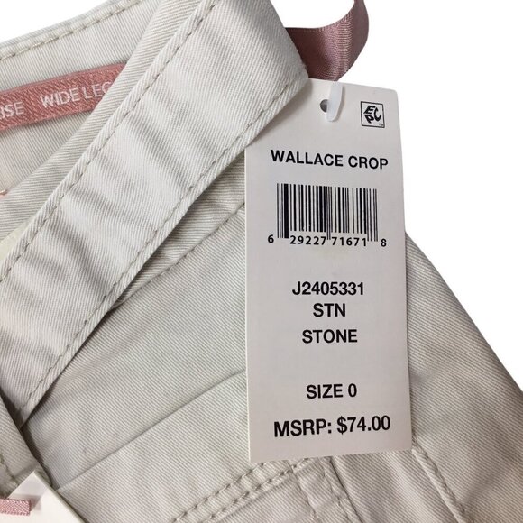 Jag Jeans NWT Wallace Crop Mid Rise Wide Leg Stone Size 0 Khaki Tie Waist Twill - Picture 5 of 7